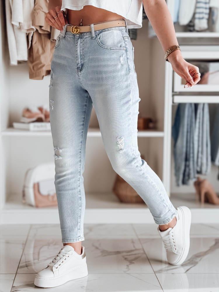 Spodnie damskie jeansowe mom fit DEMILOVE niebieskie Dstreet