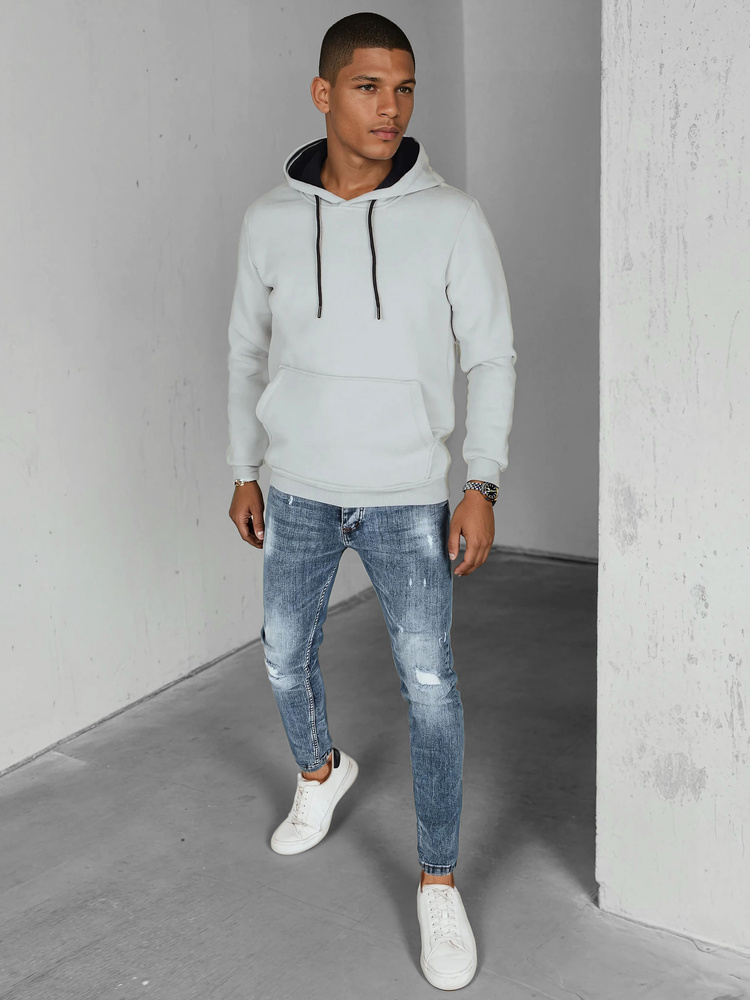 Bluza męska basic z kapturem jasnoszara Dstreet