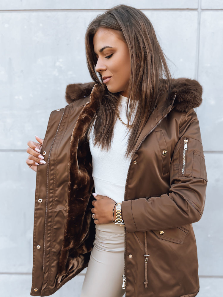 Kurtka zimowa damska parka GODDESS kawowa Dstreet