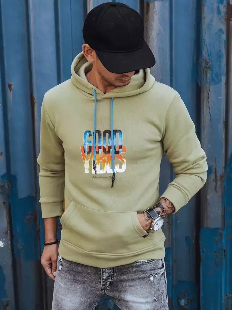 Bluza męska ocieplana z kapturem oliwkowa Dstreet
