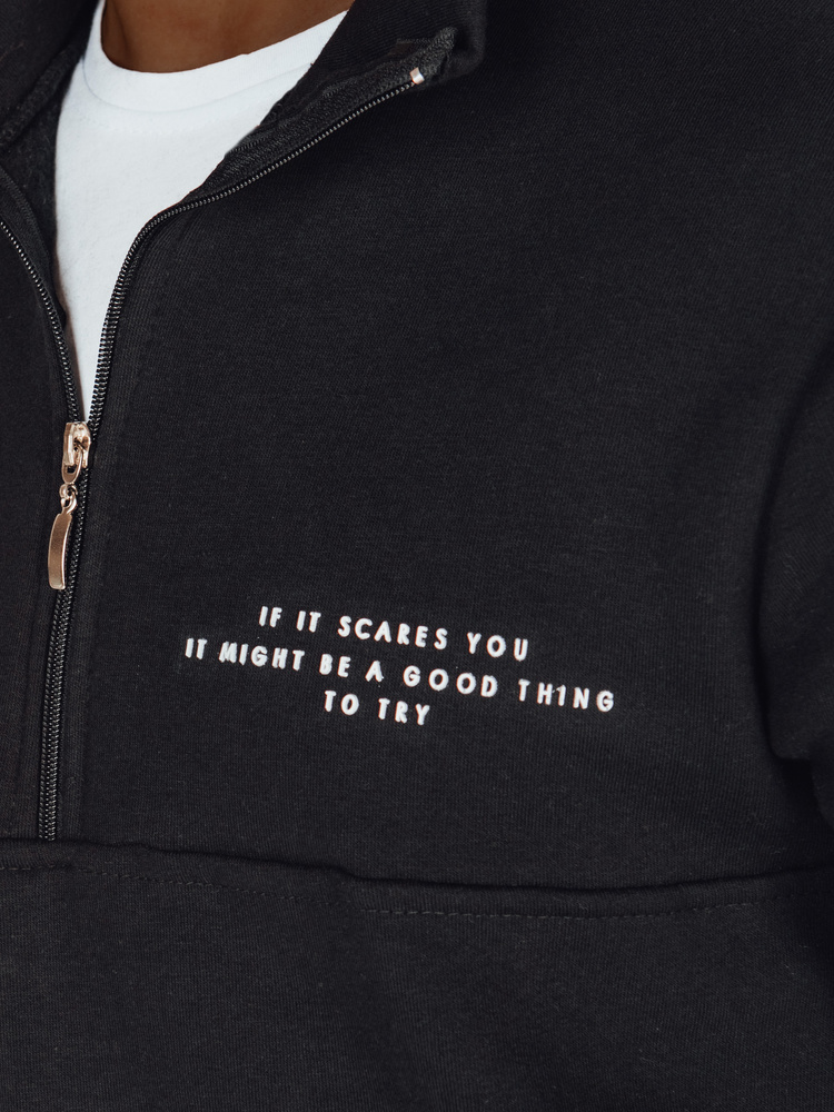 Hanorac negru bărbătesc cu imprimeu