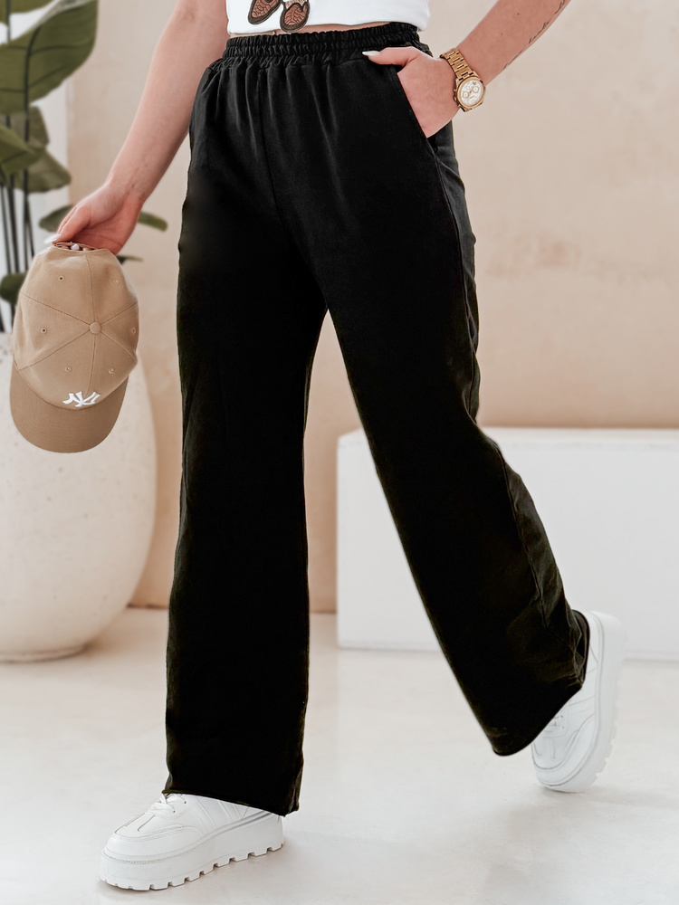Spodnie damskie dresowe wide leg DRESLINA czarne Dstreet
