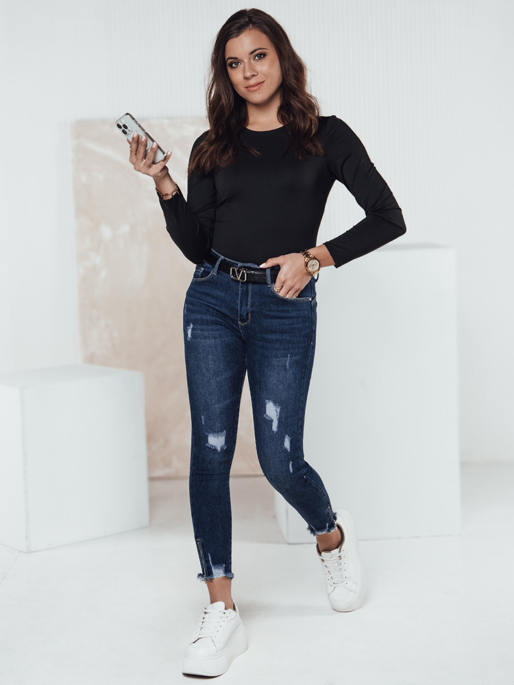 Spodnie damskie ZIPDETAIL push up jeansowe Dstreet