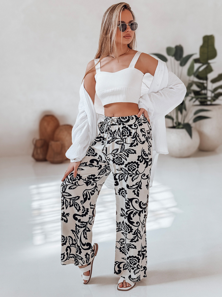 Spodnie damskie wide leg w kwiaty LOVEGARDEN czarne Dstreet