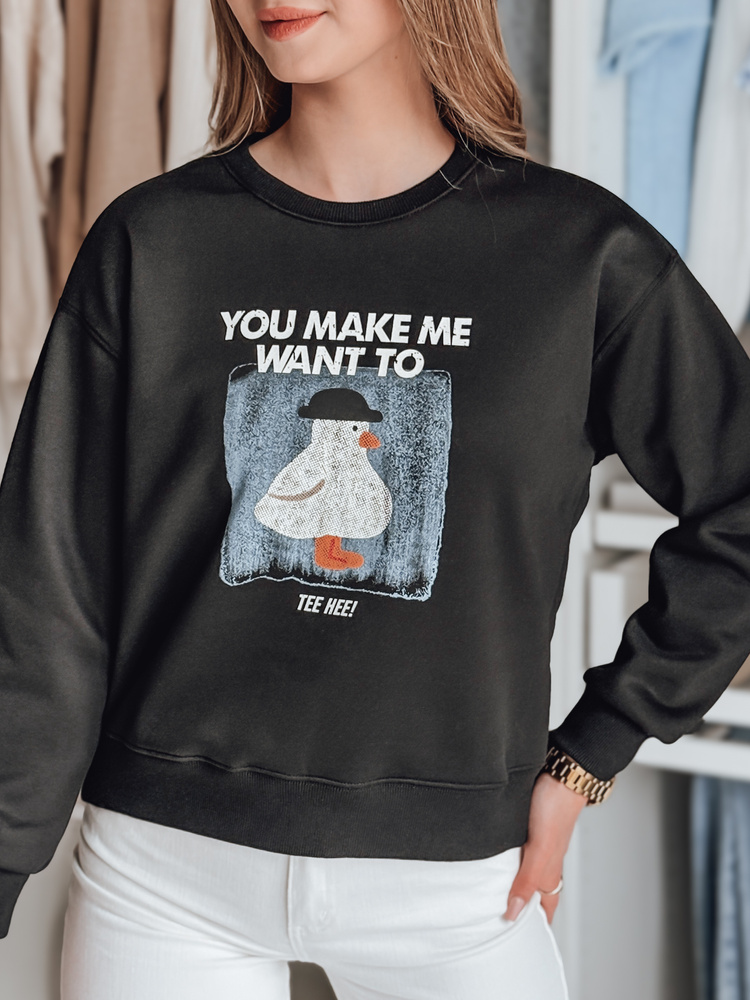 Bluza damska oversize z nadrukiem GOOSHY czarna Dstreet