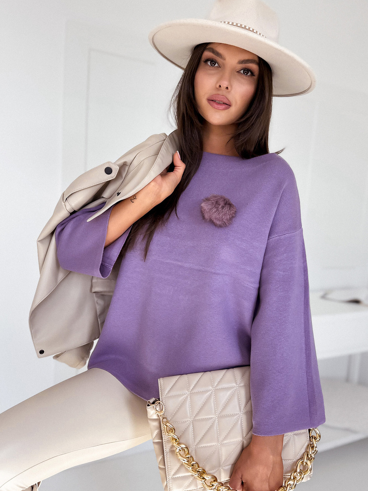 Sweter damski oversize GAIA fioletowy Dstreet