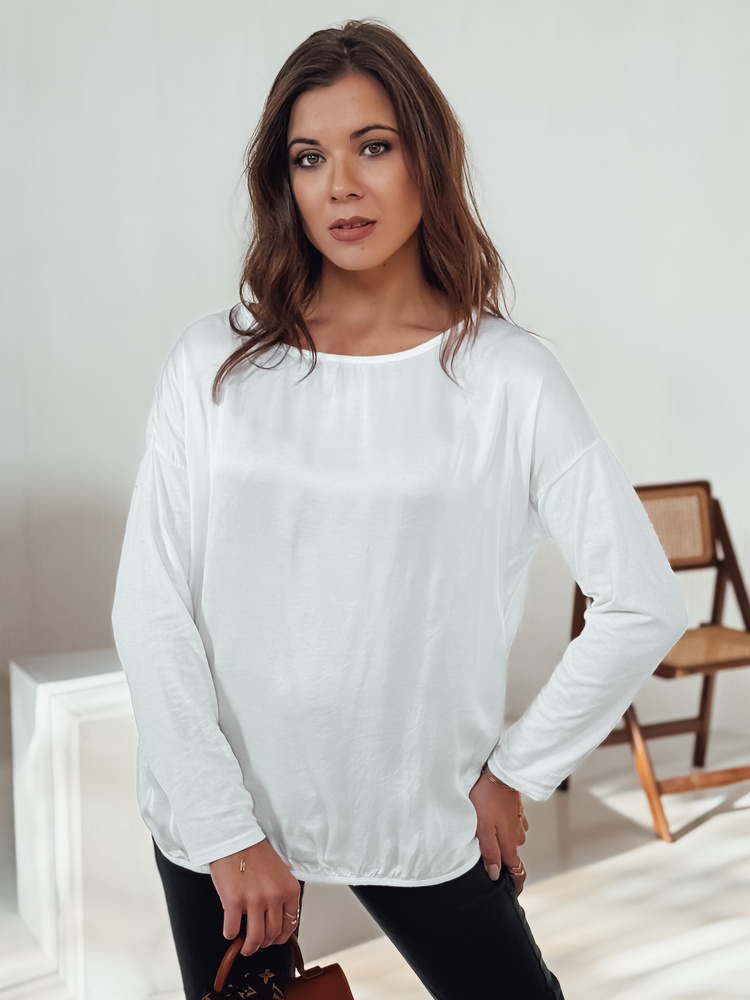 Bluză supradimensionată pentru femei SILKINEA albă