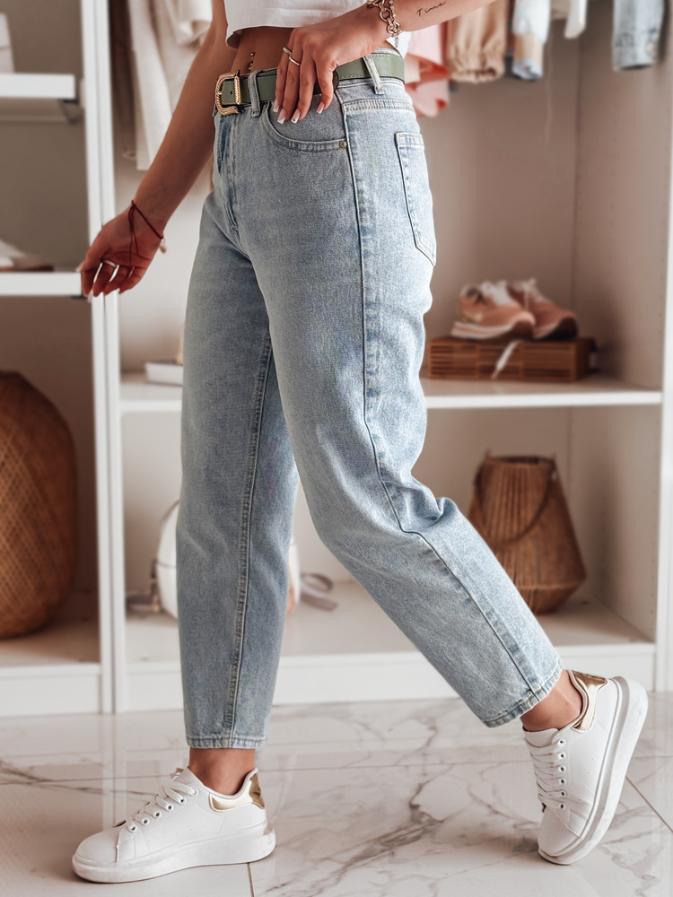 Spodnie damskie jeansowe mom fit JEANMOM niebieskie Dstreet