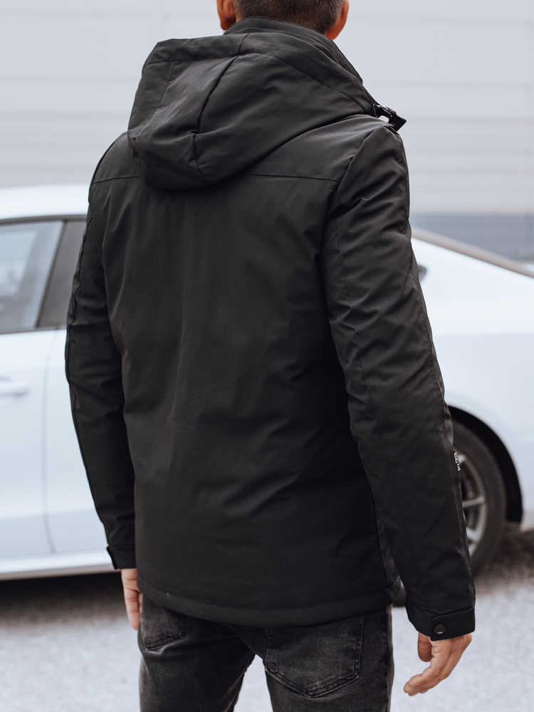 Men&#039;s winter jacket with hood black Dstreet