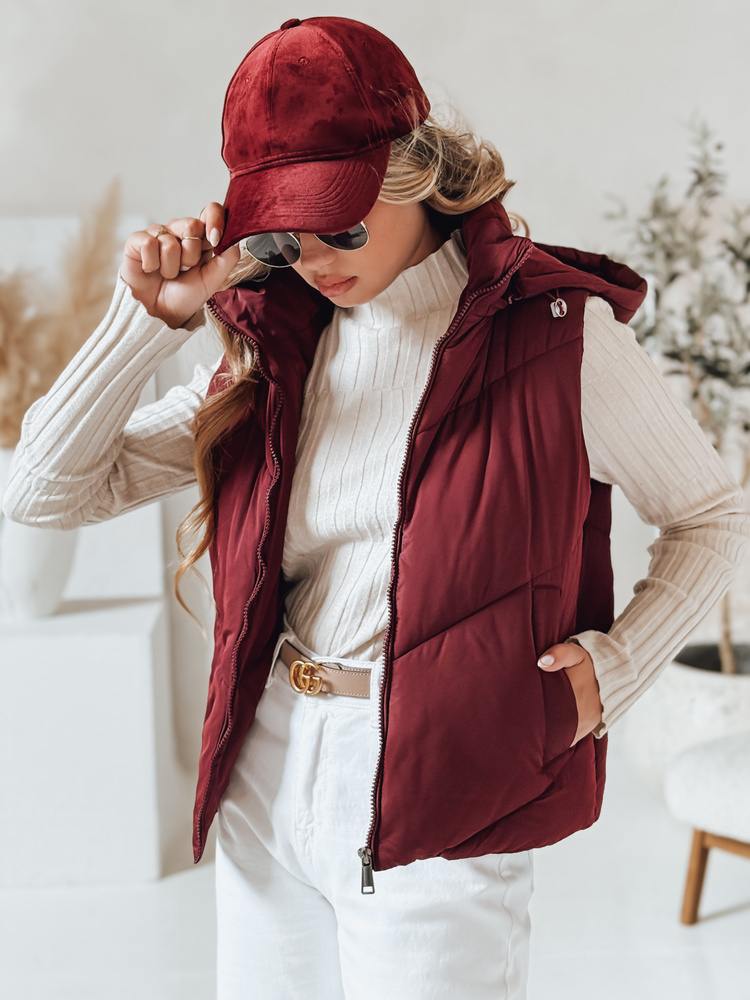 Vestă matlasată bordo pentru femei LIKEHUGS