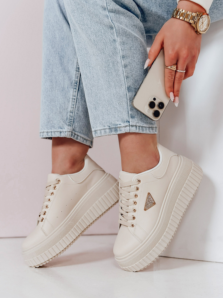 Teniși bej cu platformă pentru femei