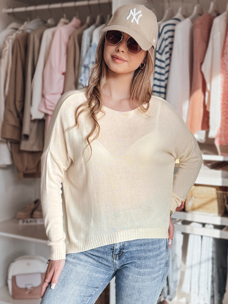 Sweter damski one size oversize gładki SENZIA brzoskwiniowy Dstreet