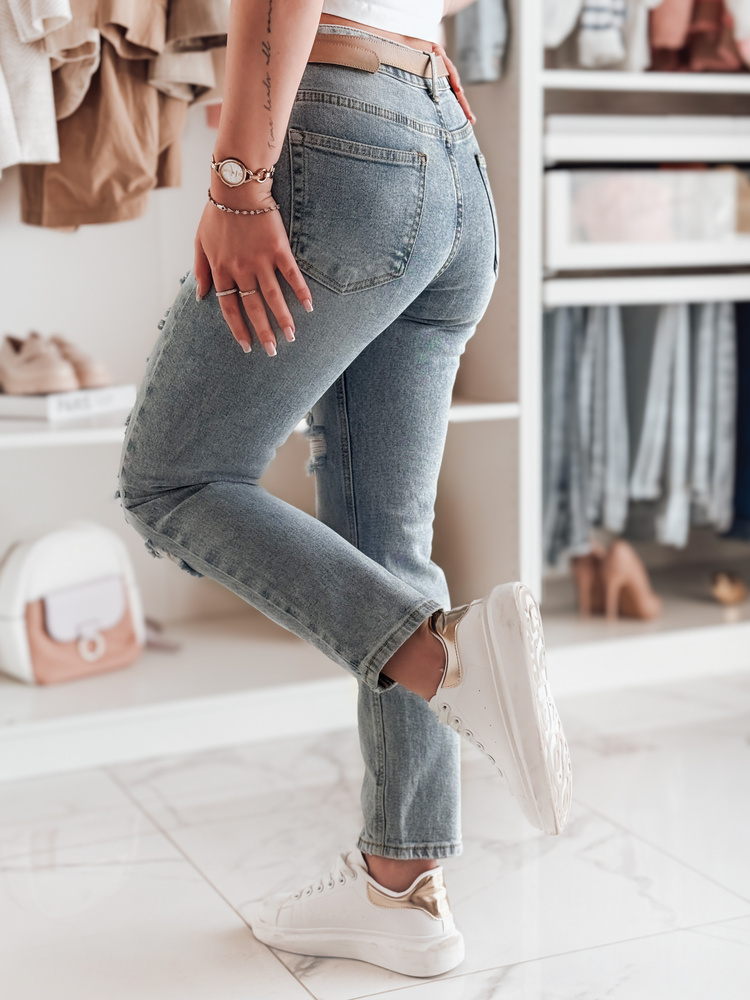 Spodnie damskie jeansowe regular fit DESTINA niebieskie Dstreet