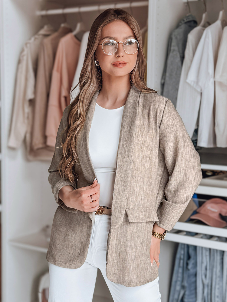 Marynarka damska oversize SOFT LOVE ciemnobrązowa Dstreet
