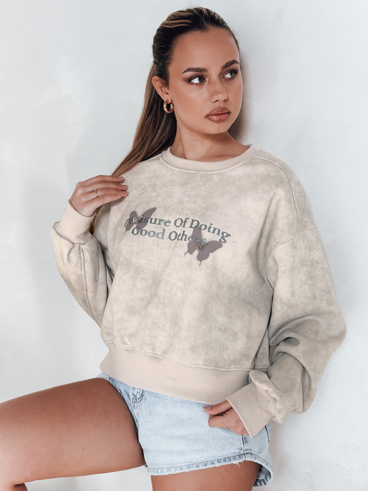 Bluza damska oversize tie-dye w motyle SPARKI szara Dstreet