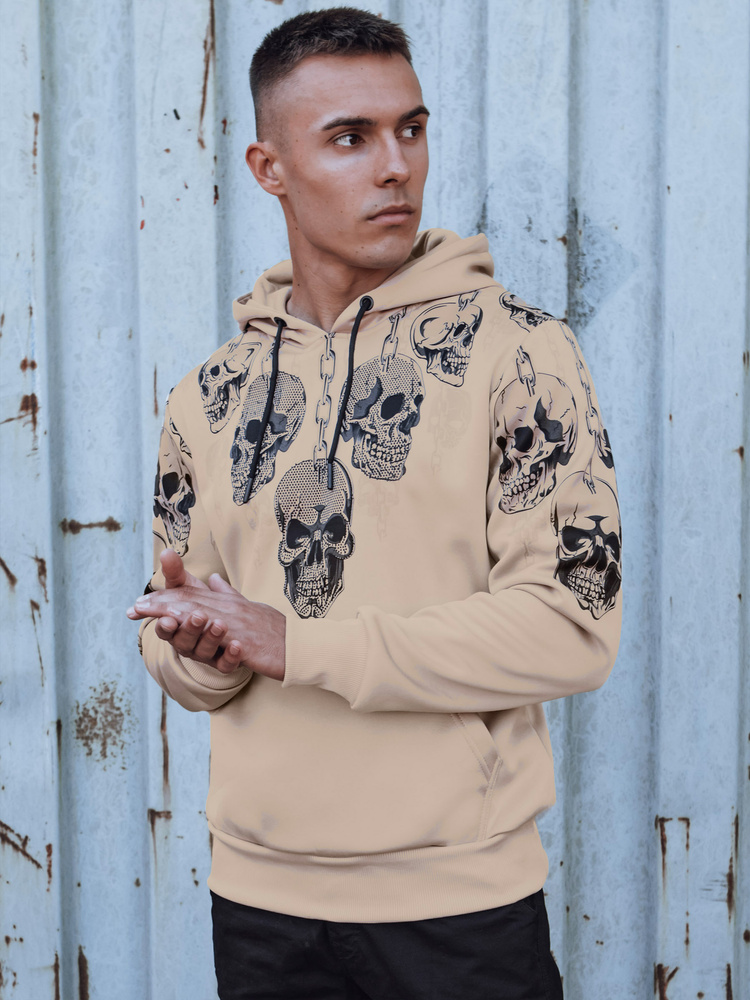 Bluza męska z kapturem beżowa Dstreet