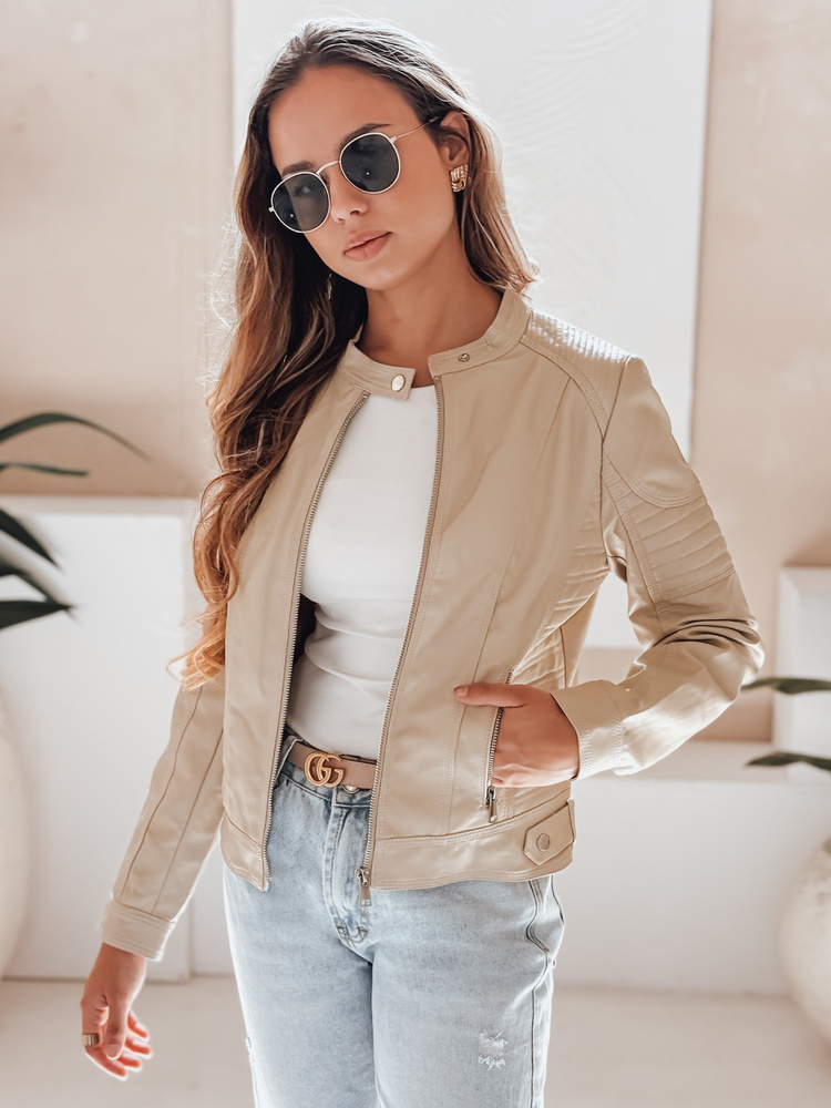 Geacă de piele pentru femei ROCKMISS bej