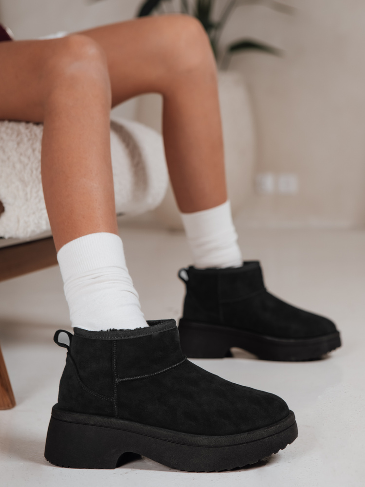 Čierne členkové zimné topánky