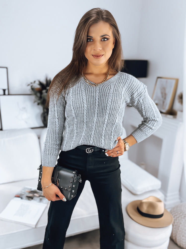 Sweter damski WELLMA jasnoszary Dstreet