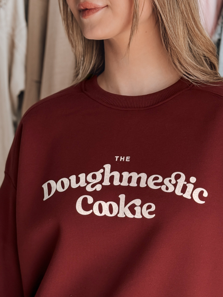 Bluza damska oversize z nadrukiem COOKIES bordowa Dstreet