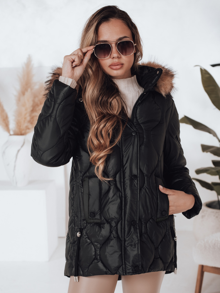 Geacă de iarnă pentru femei LUMORE cu glugă, kaki