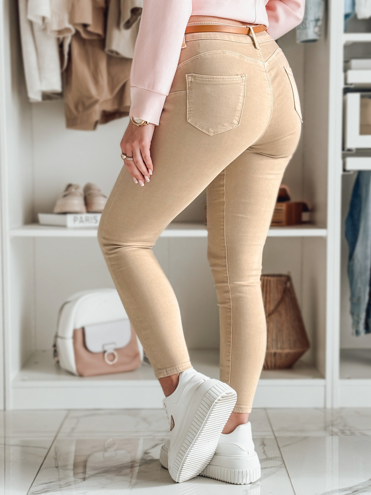 Blugi bej CLARET pentru femei cu curea