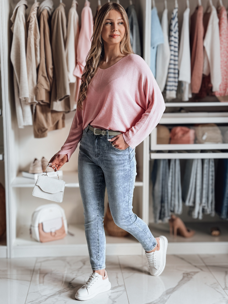 Spodnie damskie jeansowe slim fit z paskiem BOTANIDA niebieskie Dstreet