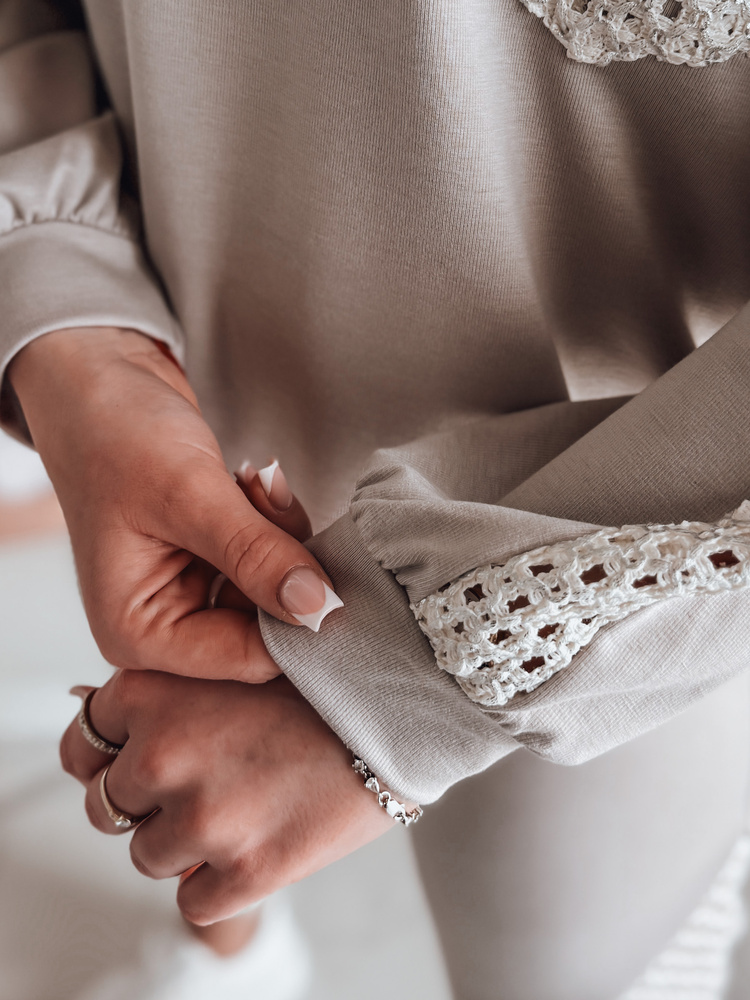 Hanorac supradimensionat pentru femei LUXEEN mocha