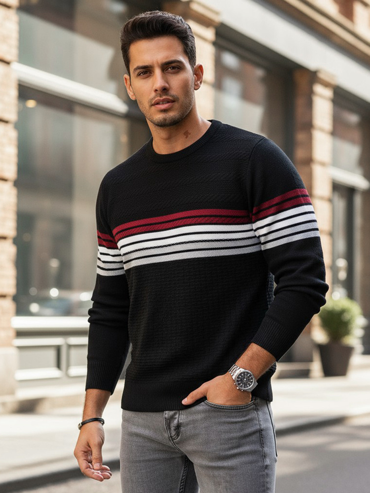 Мъжки пуловер с шарки