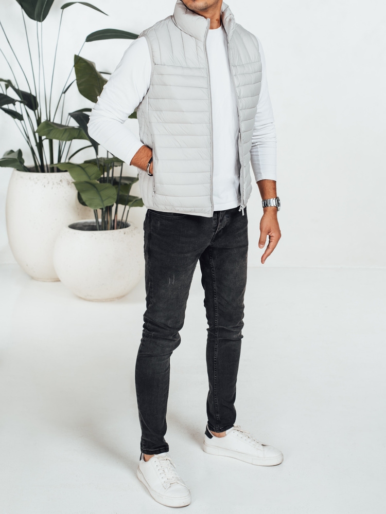 Kamizelka męska pikowana jasnoszara Dstreet