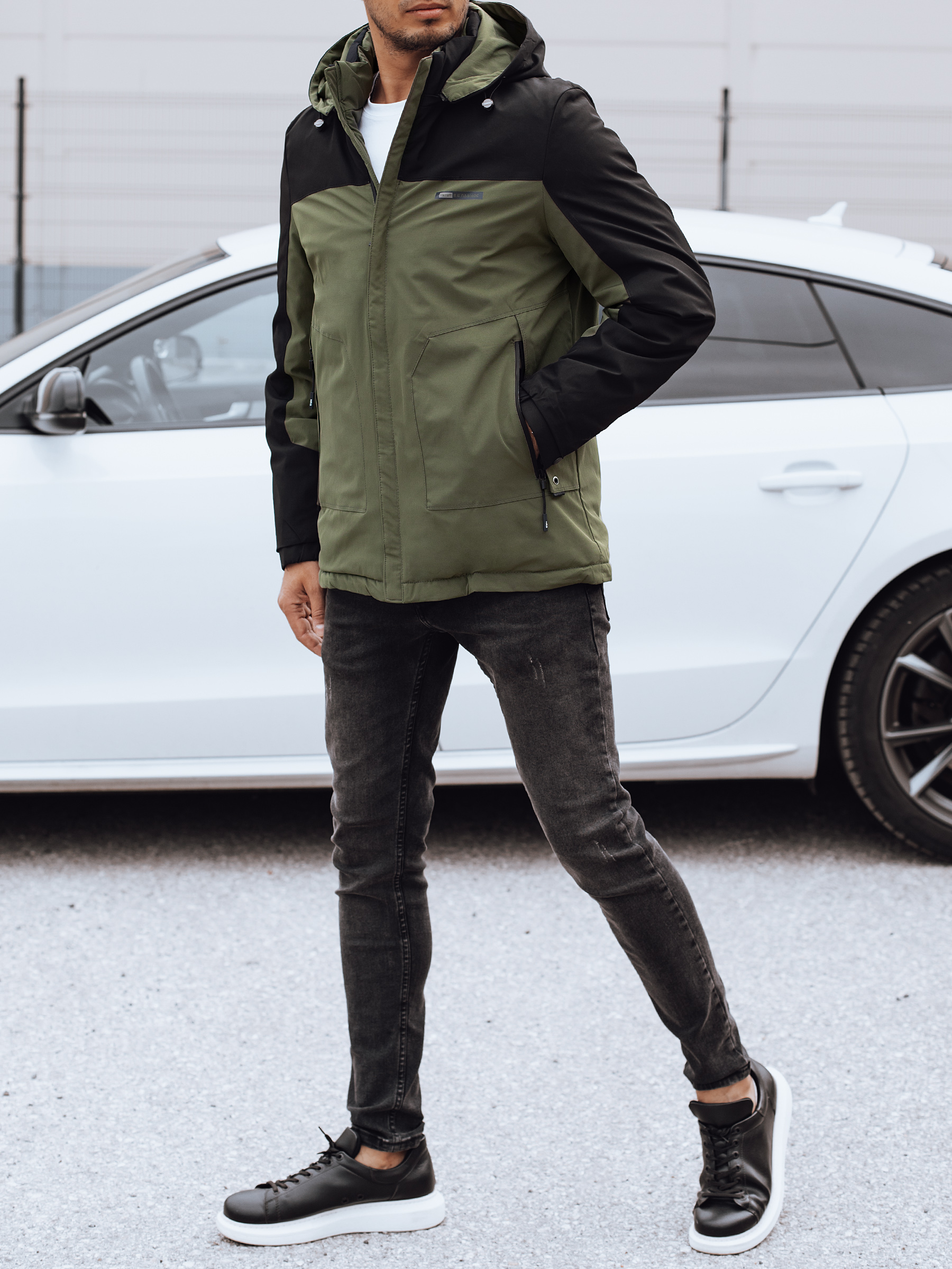 Kurtka męska zimowa z odpinanym kapturem zielona Dstreet