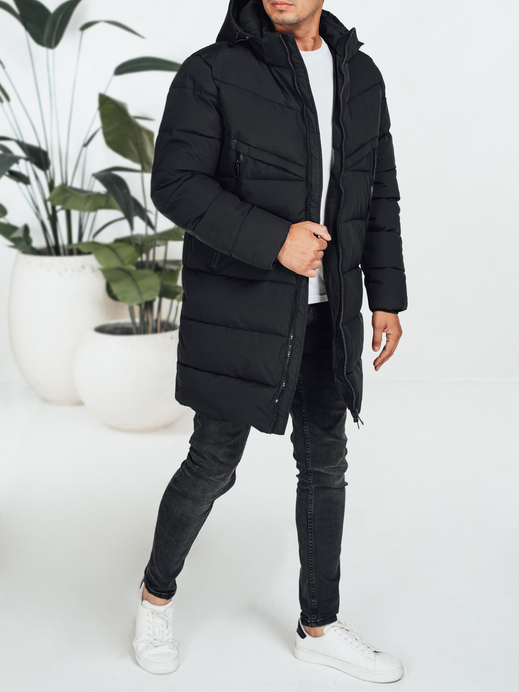 DStreet Kurtka męska zimowa z kapturem czarna pikowana