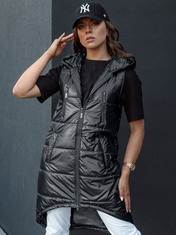 Vestă matlasată neagră pentru femei MERIS