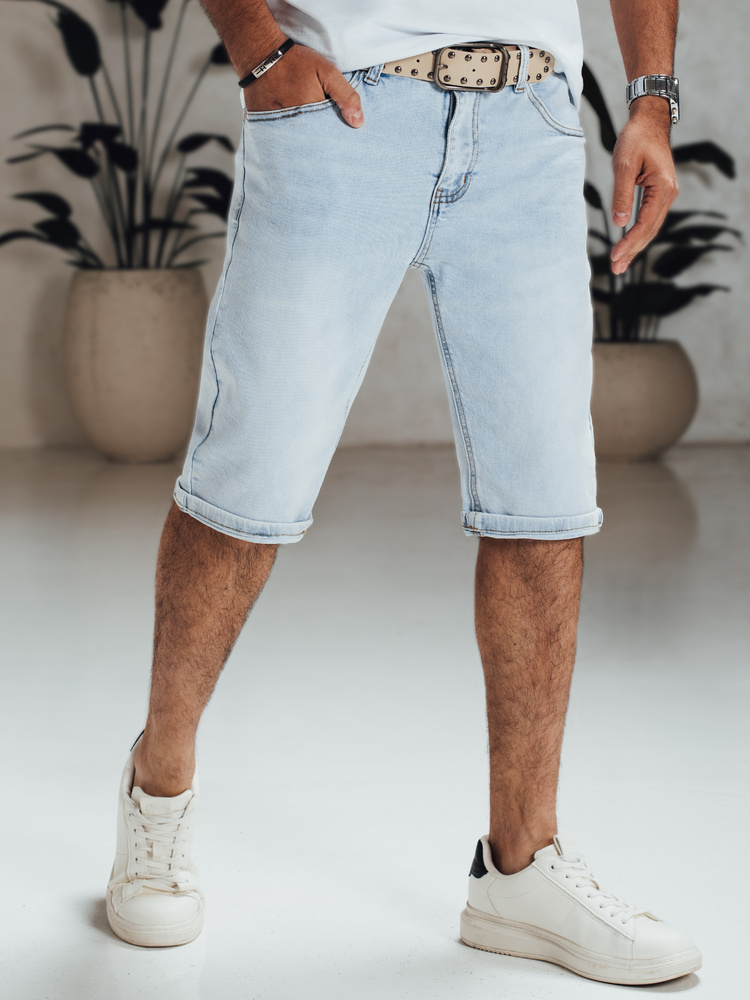 Pantaloni scurți din denim pentru bărbați, albastru deschis