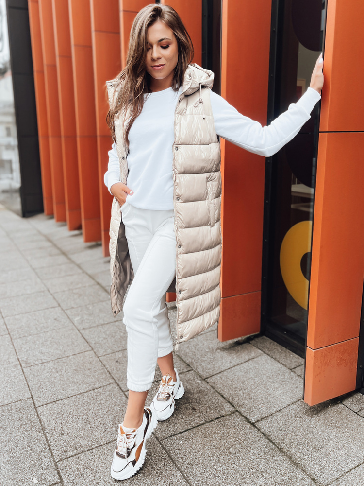 Vestă lungă matlasată cu glugă