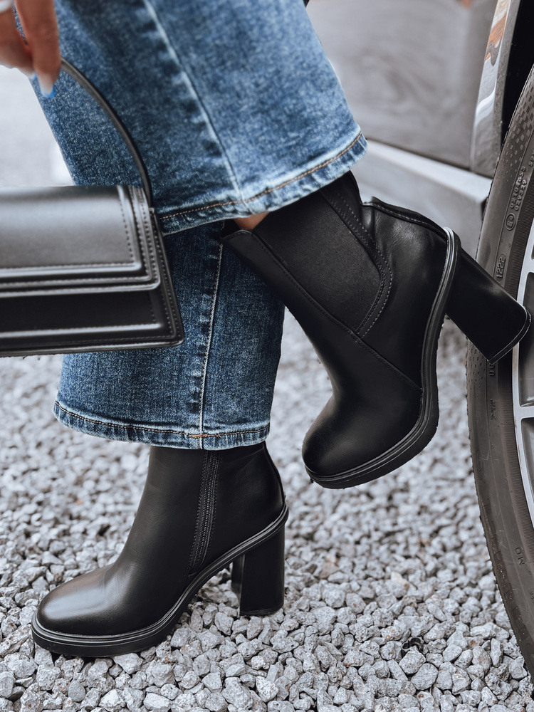 Botki damskie STYLOBOOT na grubym obcasie czarne Dstreet