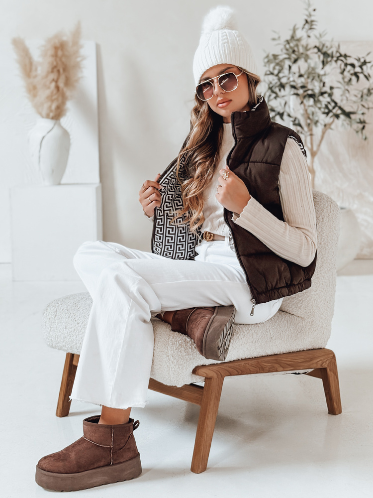 Vestă matlasată pentru femei URBANELLE maro