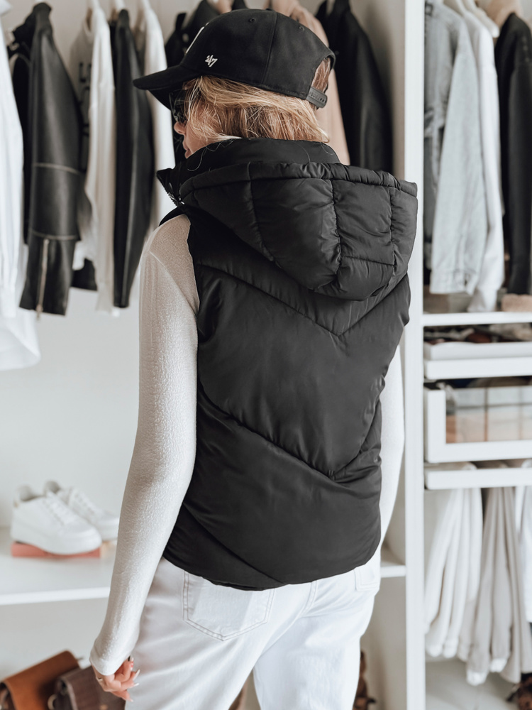 Vestă matlasată neagră pentru femei LIKEHUGS