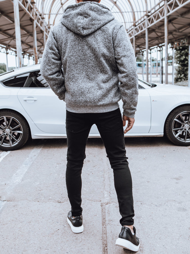 Rozpinana bluza męska ocieplana jasnoszara Dstreet