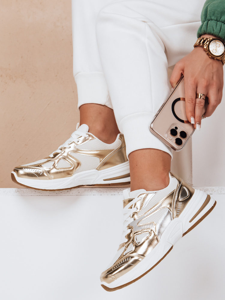 Sneakersy damskie na płaskiej podeszwie ROYALFIT złote Dstreet
