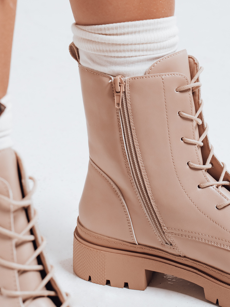 Botki damskie workery STYLOBOSS kremowe Dstreet