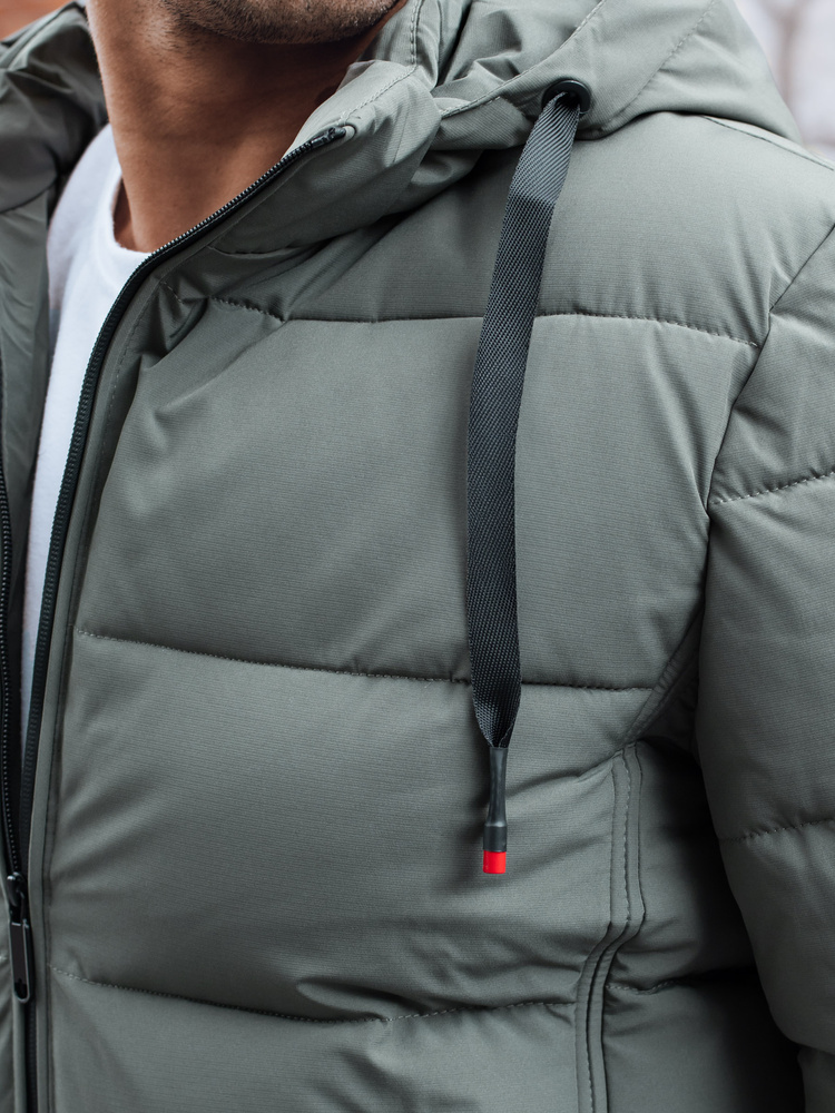 Kurtka męska zimowa pikowana z kapturem szara Dstreet