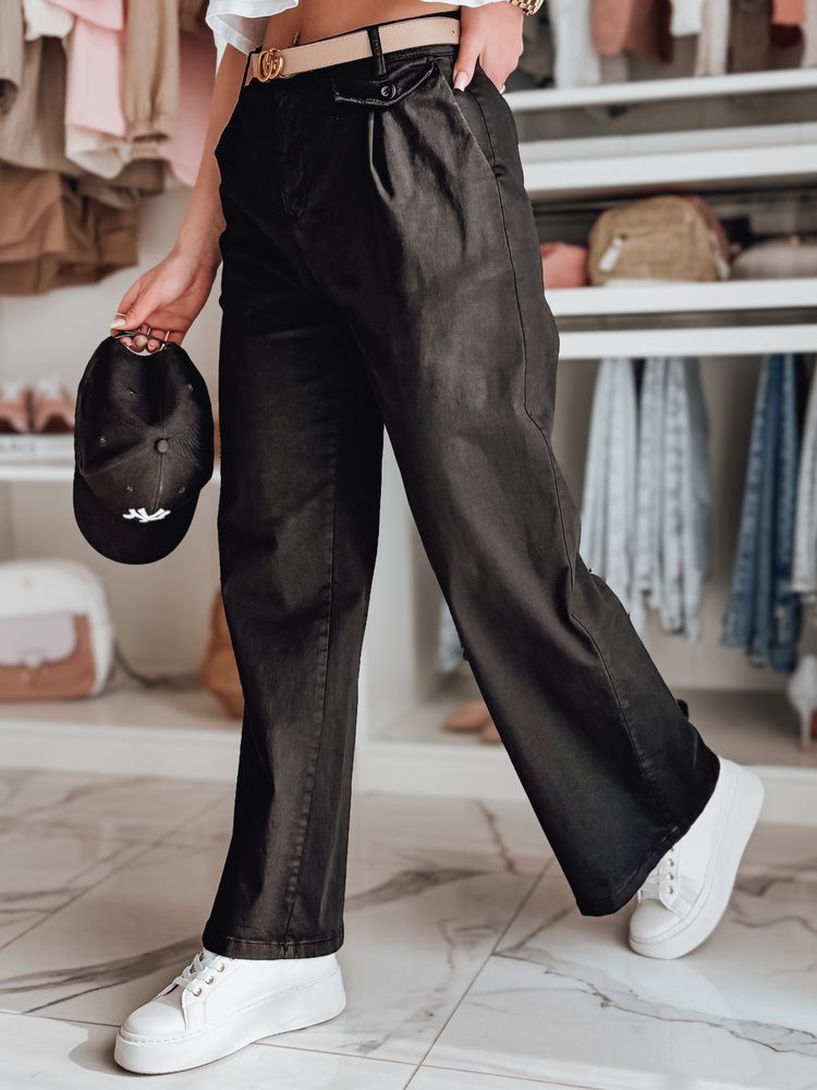 Spodnie damskie wide leg MOBISKA czarne Dstreet