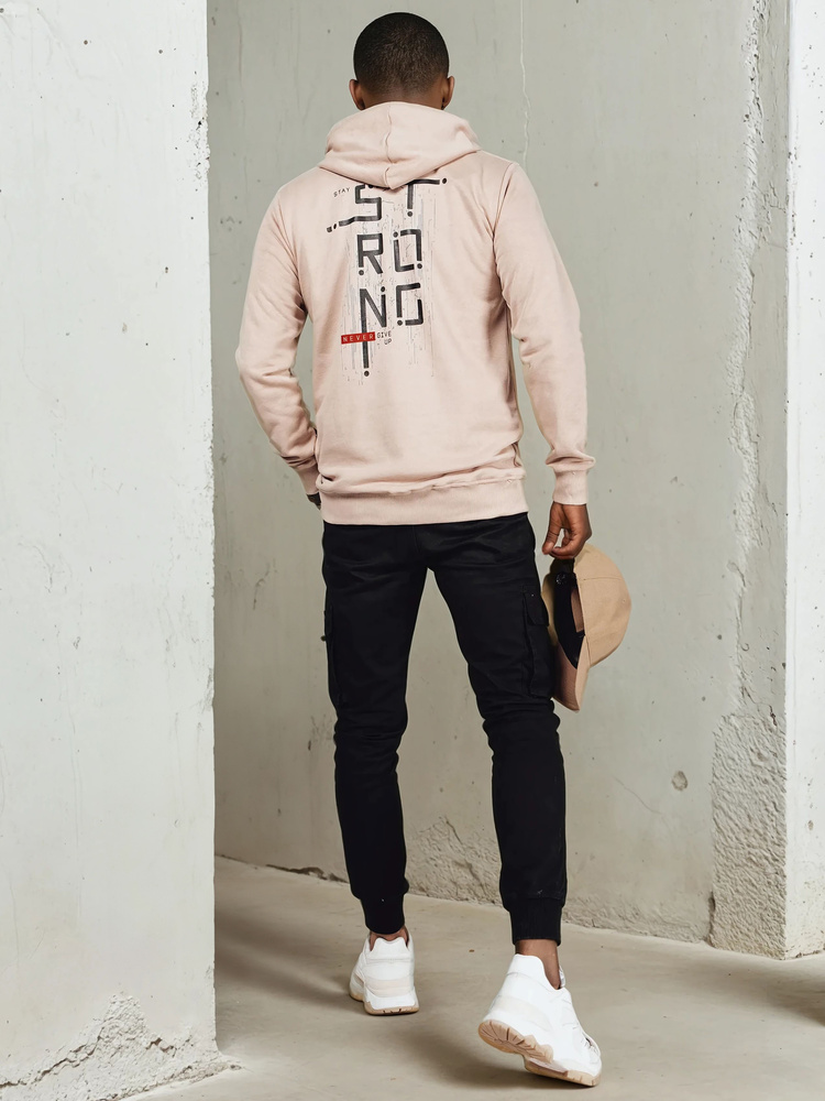 Bluza męska z kapturem beżowa Dstreet