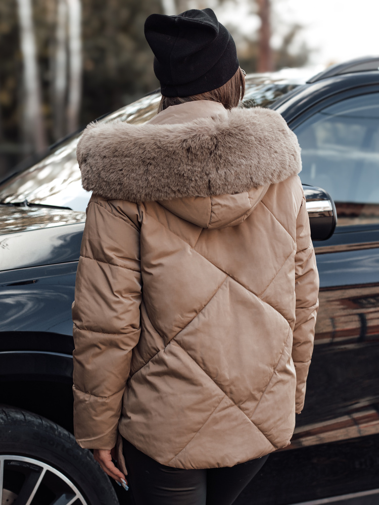 Geacă de iarnă pentru femei MODIVA cu glugă, bej