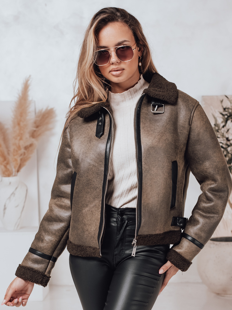 Jachetă de damă din piele întoarsă KASAMIRA cu blană