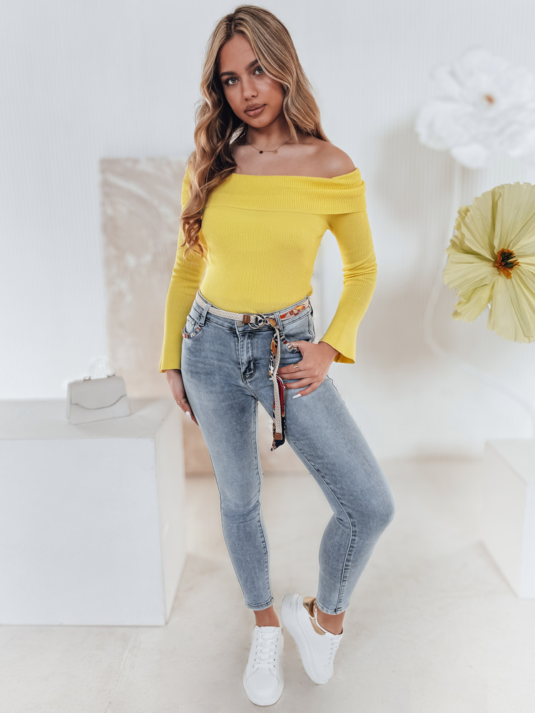 Spodnie damskie jeansowe skinny TRENDIFIX z paskiem niebieskie Dstreet