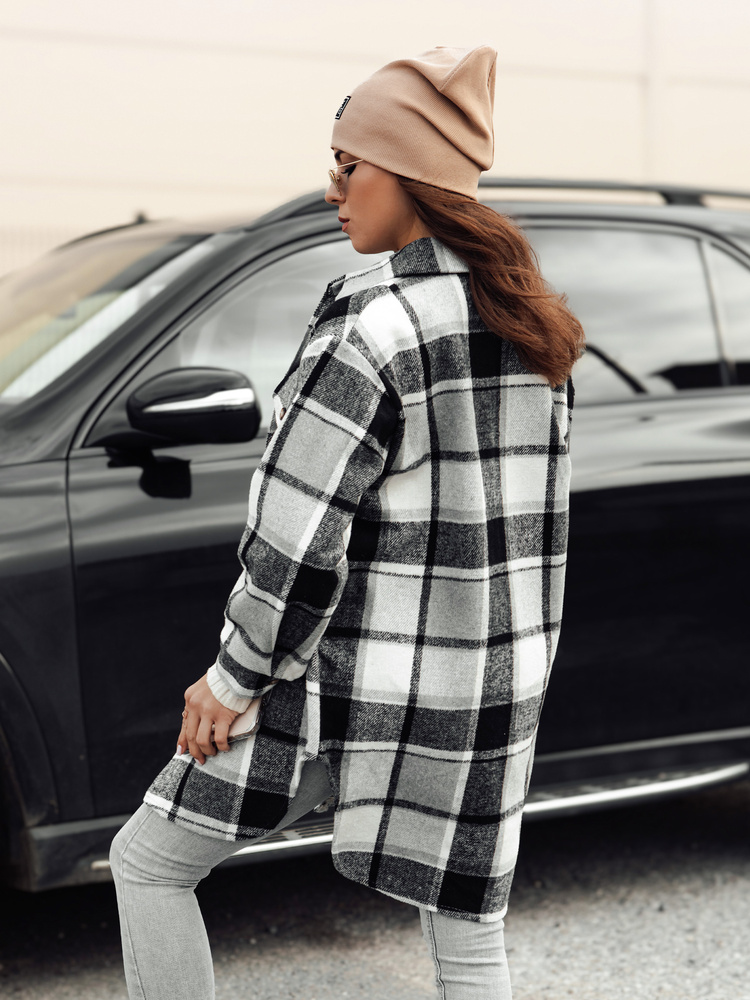 Kurtka damska oversize PLAIDIFY koszulowa czarna Dstreet