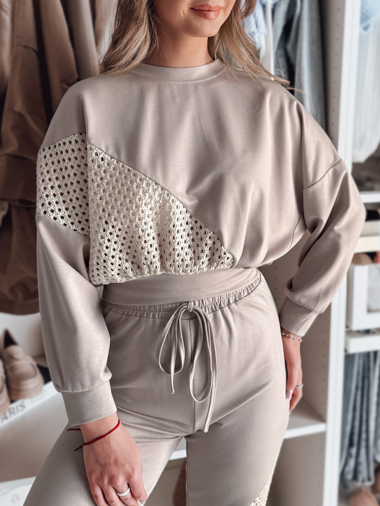 Bluza damska oversize ELEGRA mokka Dstreet