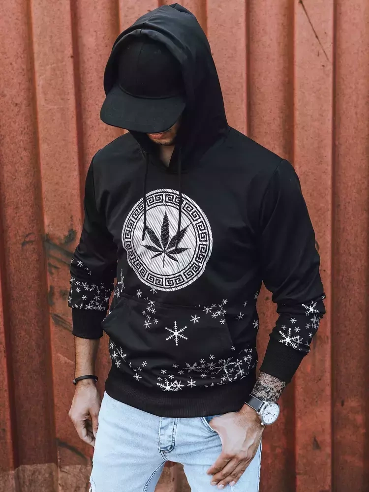 Bluza męska z nadrukiem czarna Dstreet